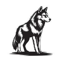 Lobo Projeto ilustração. Lobo vintage logotipo estoque imagem vetor