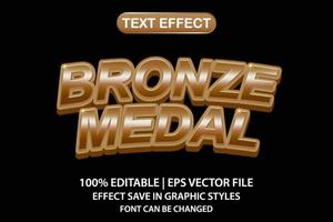 efeito de texto editável 3d da medalha de bronze vetor