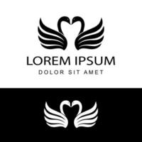 vetor de design de modelo de logotipo de cisnes gêmeos em fundo isolado