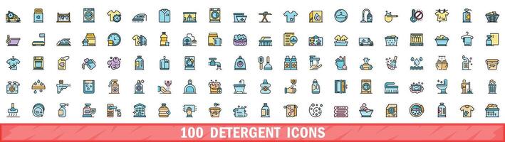 100 detergente ícones definir, cor linha estilo vetor