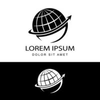 vetor de design de modelo de logotipo de seta global em fundo branco isolado