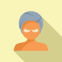 plano Projeto ícone do uma pessoa vestindo uma spa cabeça embrulho com fechadas olhos vetor