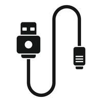 simplificado Preto silhueta do uma USB cabo para variado digital conexões vetor