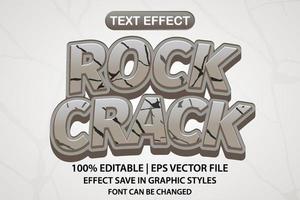 efeito de texto editável em 3d rock crack vetor