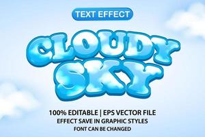 efeito de texto editável em 3D de céu nublado vetor