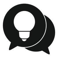 Preto e branco ícone do uma discurso bolha combinado com uma lâmpada simbolizando Ideias vetor
