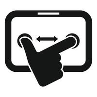 Preto e branco ícone ilustrando uma dedo batendo gesto em uma tela sensível ao toque dispositivo vetor