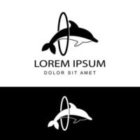 vetor de design de modelo de logotipo de golfinho em fundo isolado