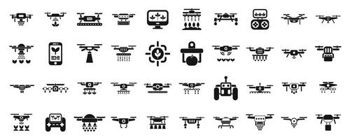 zangões dentro agricultura ícones conjunto . uma coleção do vários tipos do zangões e de outros vôo máquinas vetor