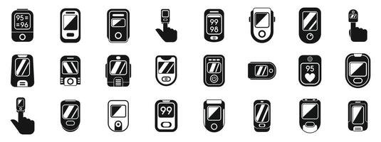pulso oxímetro ícones conjunto . uma coleção do ícones para vários eletrônico dispositivos, Incluindo uma célula telefone vetor