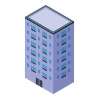 vibrante 3d isométrico ilustração do uma moderno azul escritório construção vetor