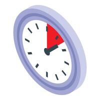 ilustração do a estilo isométrico relógio com uma vermelho indicador às três horas vetor