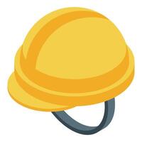 isométrico ilustração do uma amarelo segurança capacete para construção usar vetor