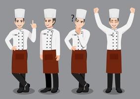 chef profissional trabalhando design de vetor de personagens, com diferentes poses de ilustração vetorial personagem de desenho animado