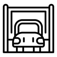 simplificado linha arte do uma carro dentro uma garagem vetor