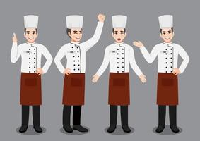 chef profissional trabalhando design de vetor de personagens, com diferentes poses de ilustração vetorial personagem de desenho animado