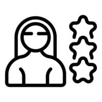 Preto e branco ícone apresentando uma mulher silhueta com Estrela formas para a lado vetor