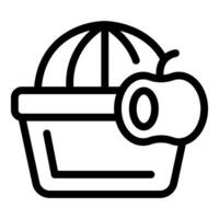 piquenique cesta com maçã ícone vetor