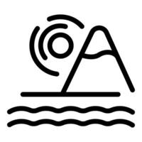 minimalista ícone do montanha com sinal ondas e água vetor