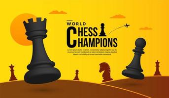 Fundo de competição de batalha de xadrez 3D, conceito de estratégia e gestão de negócios