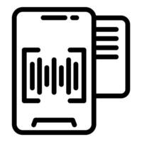 Preto e branco ícone do uma Smartphone com analytics bares gráfico em tela vetor