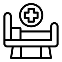 Preto e branco ilustração do uma médico exame sofá com uma Cruz símbolo vetor