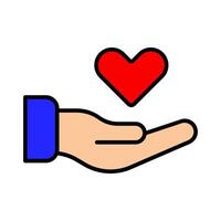 caridade ícone. mão segurando coração, amor, compaixão, dando, apoiar, Cuidado, ajuda, caridade, gentileza, altruísmo. vetor