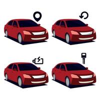 conjunto do colorida sedan carro ilustrações com localização ícone vetor