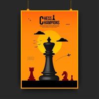 panfleto de competição de batalha de xadrez, conceito de estratégia e gestão de negócios vetor