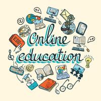 Esboço de ícone de educação on-line vetor