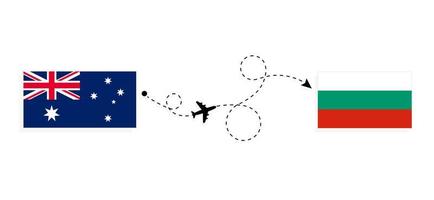 voo e viagem da Austrália para a Bulgária pelo conceito de viagem de avião de passageiros vetor