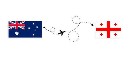 voo e viagem da Austrália para a Geórgia pelo conceito de viagem de avião de passageiros vetor