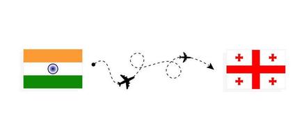 voo e viagem da Índia para a Geórgia pelo conceito de viagem de avião de passageiros vetor