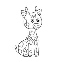 página para colorir simples. esboço clip-art para colorir - girafa vetor