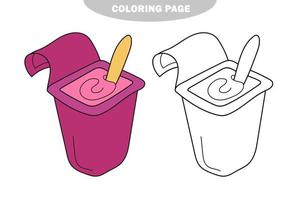página para colorir simples. iogurte engraçado para ser colorido, o livro de colorir para crianças vetor