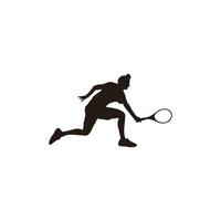 esporte homem balanço costas mão dele tênis raquete para receber a bola silhueta - tênis atleta balanço costas mão a raquete para receber a bola desenho animado silhueta isolado em branco vetor