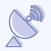 ícone da antena parabólica - estilo de dois tons, ilustração simples, traço editável vetor