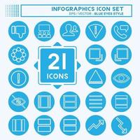 conjunto de ícones infográficos - estilo olhos azuis - ilustração simples, traço editável vetor