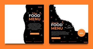 modelos de mídia social do menu de comida. modelos de panfleto de comida, promoção, menu de comida de hoje. vetor