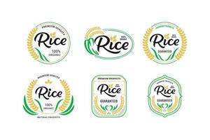 coleção de emblemas do logotipo do arroz vetor