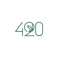 420 número do sinal. com modelo de logotipo de vetor de folha