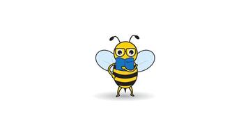 ícone abelha desenho animado, fofa abelha a sério lendo livro para estude ir para escola, adequado para logotipo ou mascote, feliz lendo vetor