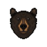 Cabeça de urso em estilo de pixel art. vetor