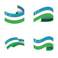 uzbequistão bandeira ícones conjunto desenho animado . nacional uzbequistão bandeira vetor
