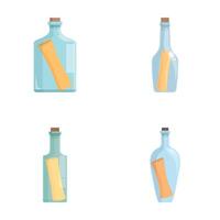 sortido vidro garrafas com etiquetas isolado em branco vetor