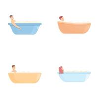 desenho animado pessoas relaxante dentro banheiras coleção vetor