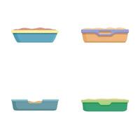 conjunto do ilustrado torta pratos isolado em branco vetor