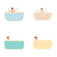 conjunto do desenho animado crianças desfrutando banho Tempo vetor