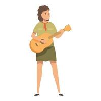 desenho animado escoteiro jogando guitarra ilustração vetor