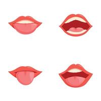 conjunto do desenho animado fêmea lábios dentro vários expressões vetor